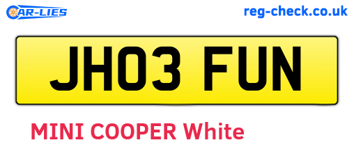 JH03FUN are the vehicle registration plates.