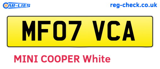 MF07VCA are the vehicle registration plates.