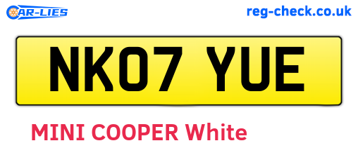 NK07YUE are the vehicle registration plates.