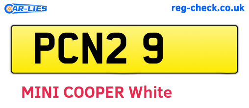 PCN29 are the vehicle registration plates.