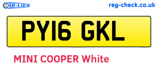 PY16GKL are the vehicle registration plates.