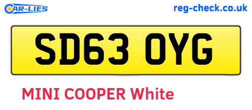 SD63OYG are the vehicle registration plates.