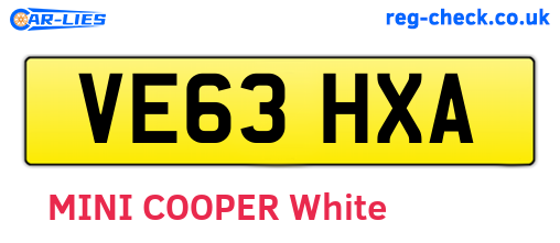 VE63HXA are the vehicle registration plates.