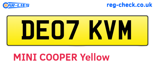 DE07KVM are the vehicle registration plates.