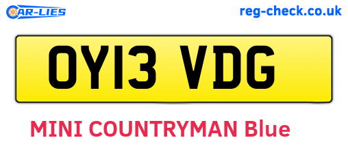 OY13VDG are the vehicle registration plates.