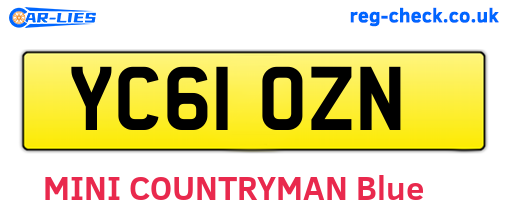 YC61OZN are the vehicle registration plates.