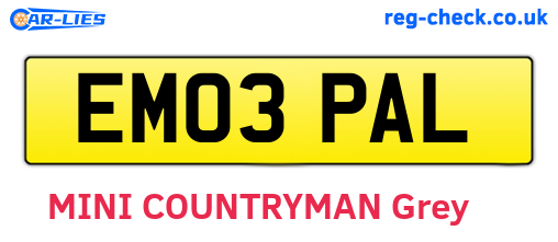 EM03PAL are the vehicle registration plates.