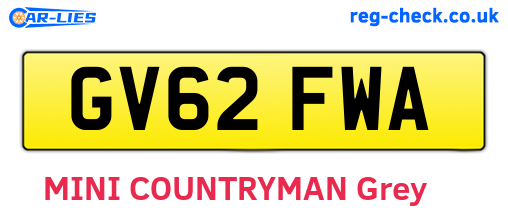 GV62FWA are the vehicle registration plates.