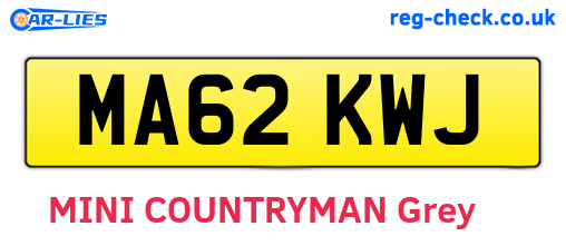 MA62KWJ are the vehicle registration plates.