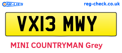 VX13MWY are the vehicle registration plates.