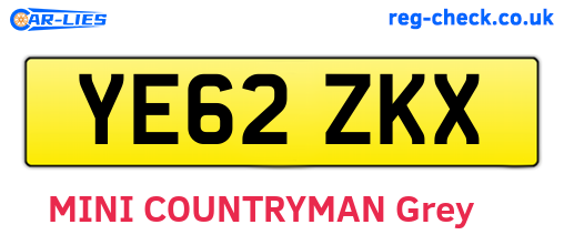 YE62ZKX are the vehicle registration plates.