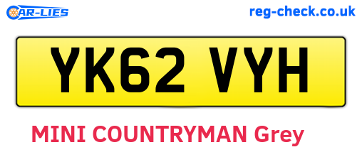 YK62VYH are the vehicle registration plates.