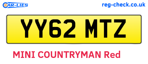 YY62MTZ are the vehicle registration plates.