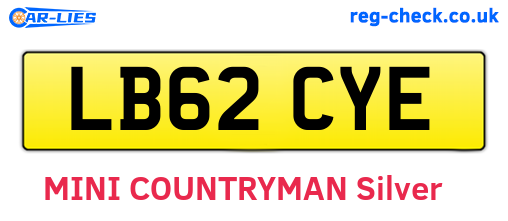 LB62CYE are the vehicle registration plates.