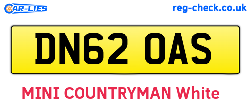 DN62OAS are the vehicle registration plates.