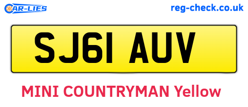 SJ61AUV are the vehicle registration plates.