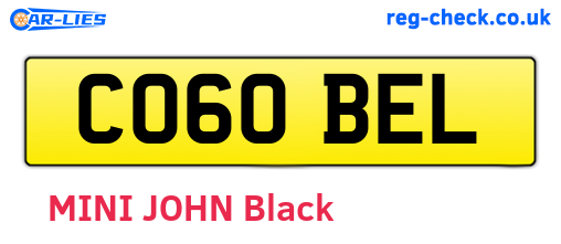CO60BEL are the vehicle registration plates.
