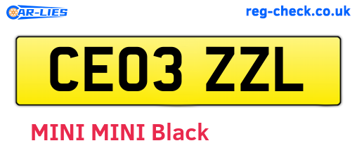 CE03ZZL are the vehicle registration plates.