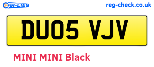 DU05VJV are the vehicle registration plates.