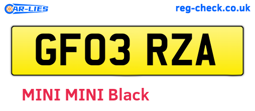 GF03RZA are the vehicle registration plates.