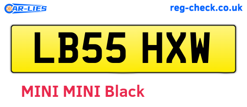 LB55HXW are the vehicle registration plates.