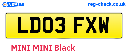 LD03FXW are the vehicle registration plates.