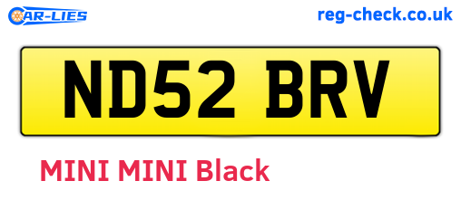ND52BRV are the vehicle registration plates.