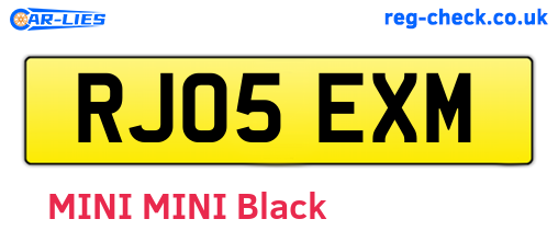 RJ05EXM are the vehicle registration plates.