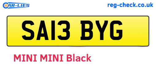 SA13BYG are the vehicle registration plates.