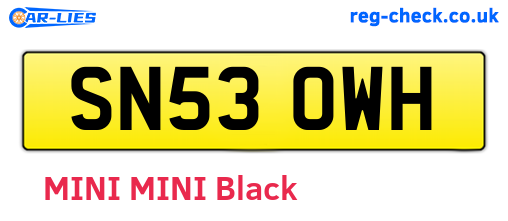 SN53OWH are the vehicle registration plates.