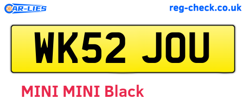 WK52JOU are the vehicle registration plates.