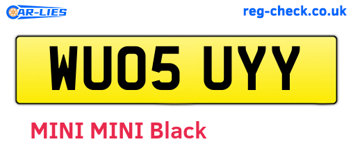 WU05UYY are the vehicle registration plates.