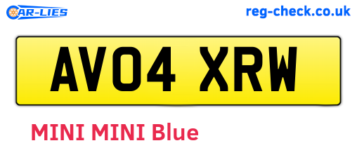 AV04XRW are the vehicle registration plates.