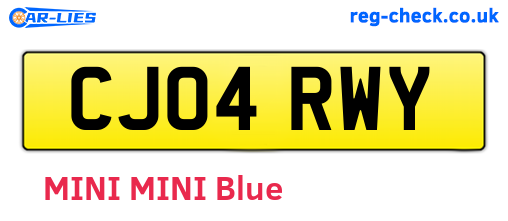CJ04RWY are the vehicle registration plates.