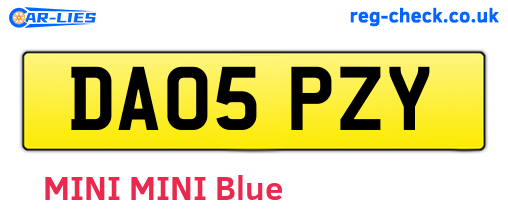 DA05PZY are the vehicle registration plates.
