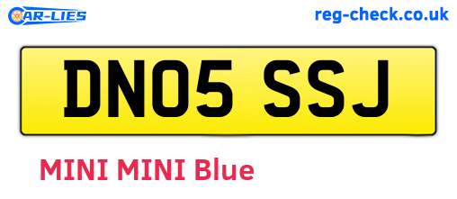 DN05SSJ are the vehicle registration plates.