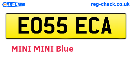 EO55ECA are the vehicle registration plates.
