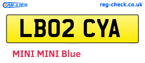 LB02CYA are the vehicle registration plates.