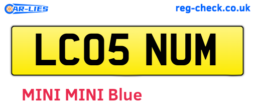 LC05NUM are the vehicle registration plates.