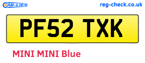 PF52TXK are the vehicle registration plates.