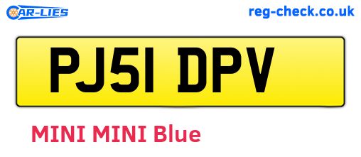 PJ51DPV are the vehicle registration plates.