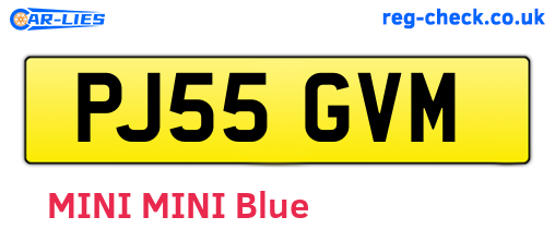 PJ55GVM are the vehicle registration plates.