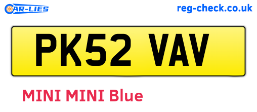 PK52VAV are the vehicle registration plates.