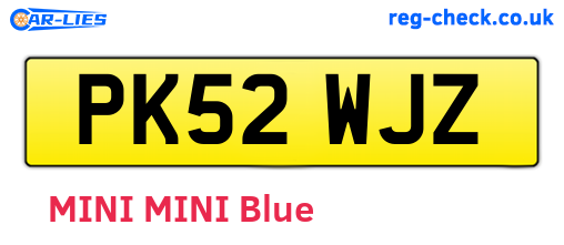 PK52WJZ are the vehicle registration plates.