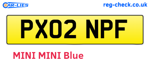 PX02NPF are the vehicle registration plates.