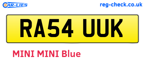 RA54UUK are the vehicle registration plates.