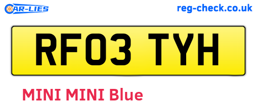 RF03TYH are the vehicle registration plates.