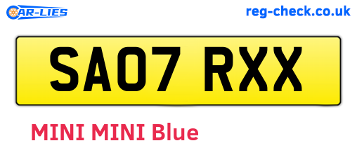 SA07RXX are the vehicle registration plates.