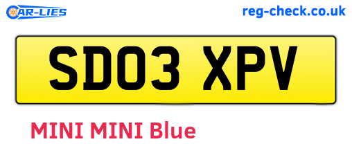 SD03XPV are the vehicle registration plates.