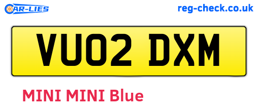 VU02DXM are the vehicle registration plates.
